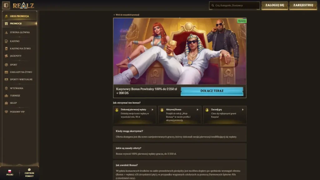 Oficjalna strona bonusu powitalnego Realz